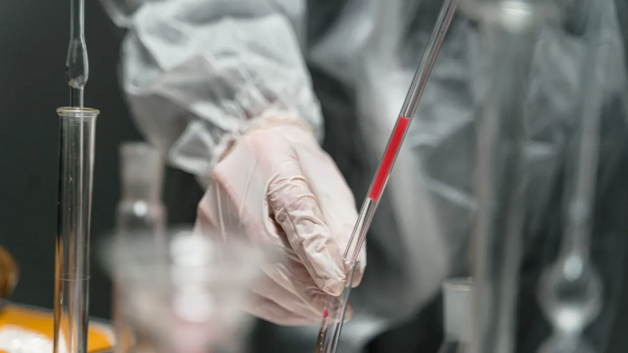 Jessica Lo Surdo, M.S. (foreground), an FDA staff scientist, studies chain reactions in stem cells in an FDA laboratory on the National Institutes of Health cam